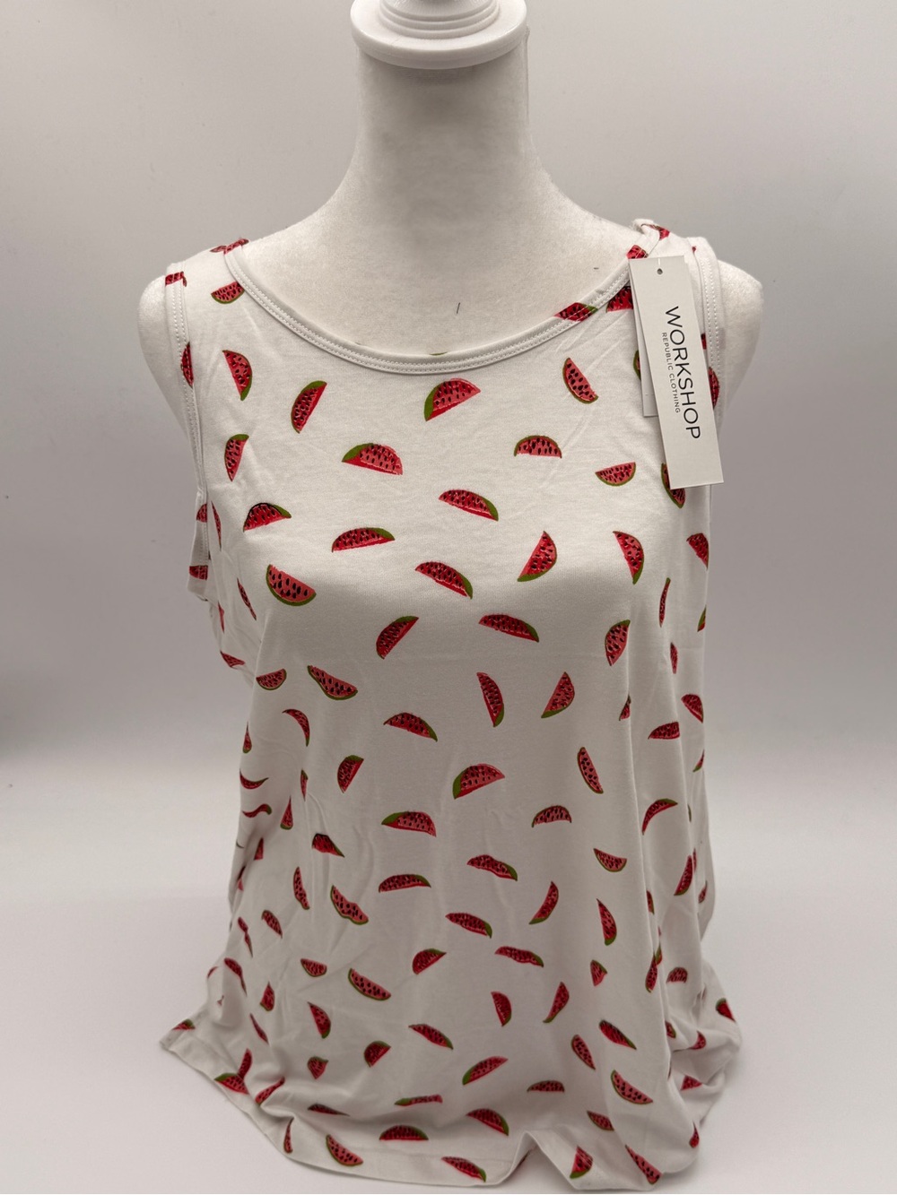 Workshop Republic Clothing White Tank Top with Watermelon Print